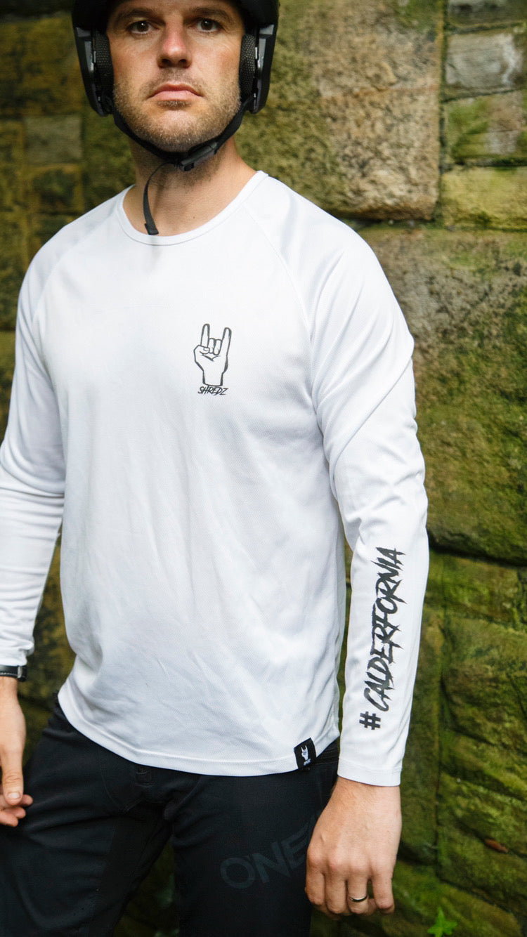 Shredz White Rock Hand Logo Mountain Bike Jersey